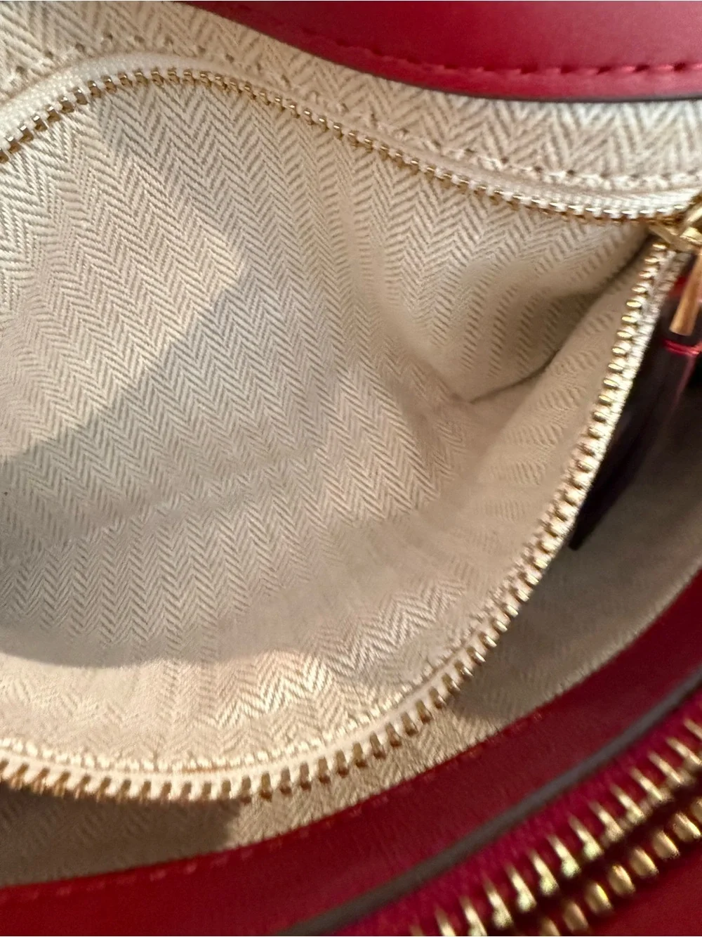 Tory Burch Full Size Quilted Chevron Shoulder Bag in Wine Red with Gold Hardware